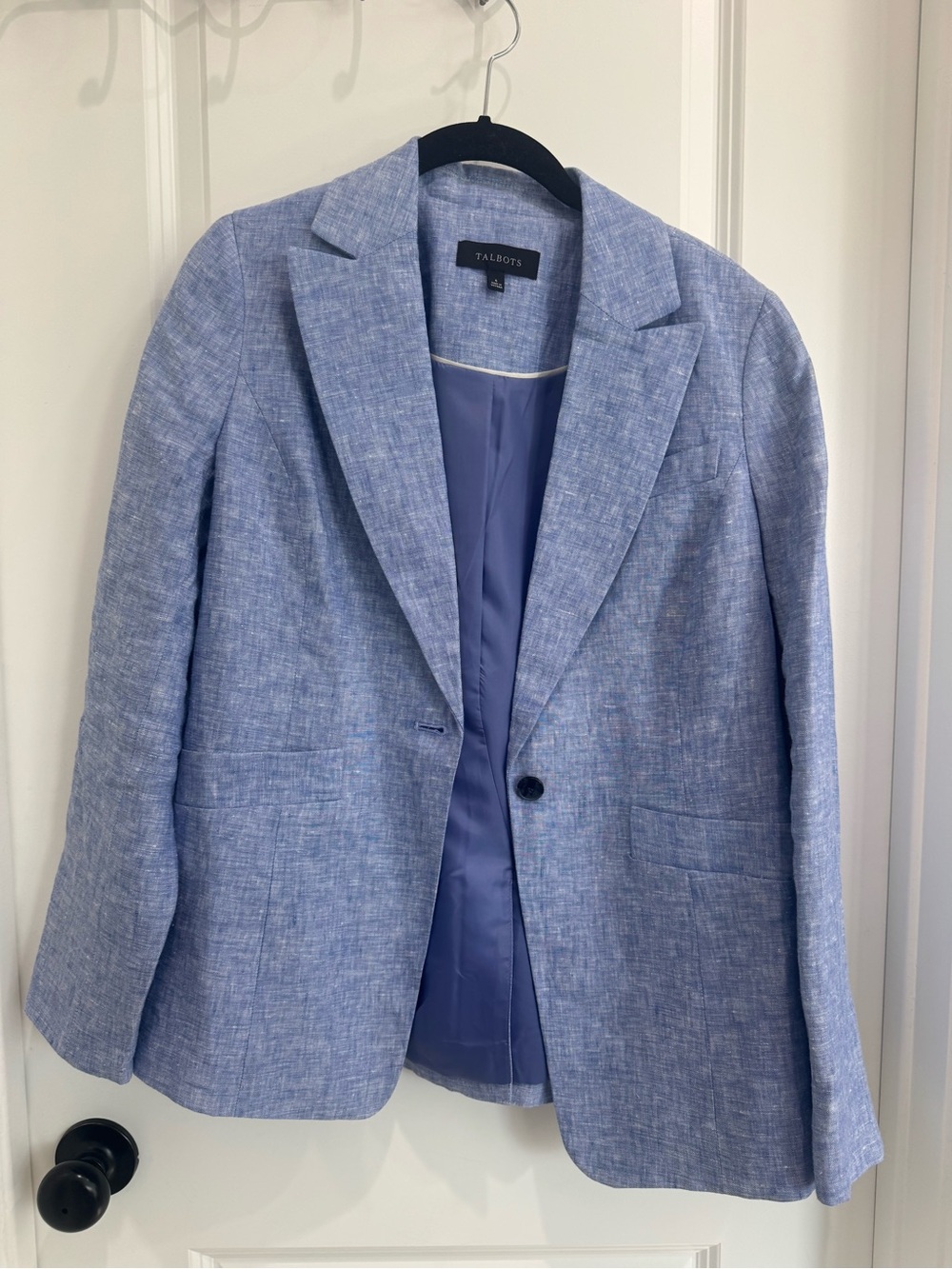 Talbots Light Blue Linen-Blend Single-Button Blazer